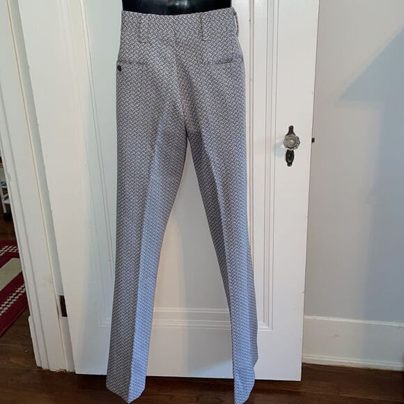 Vtg 70s brown, gray & tan patterned double knit pants - Picture 5 of 7
